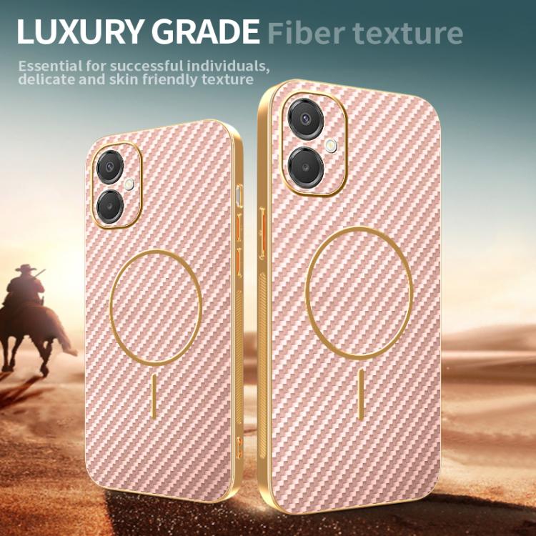 For Samsung Galaxy A06 5G Carbon Fiber Electroplated Thin Ring MagSafe Phone Case