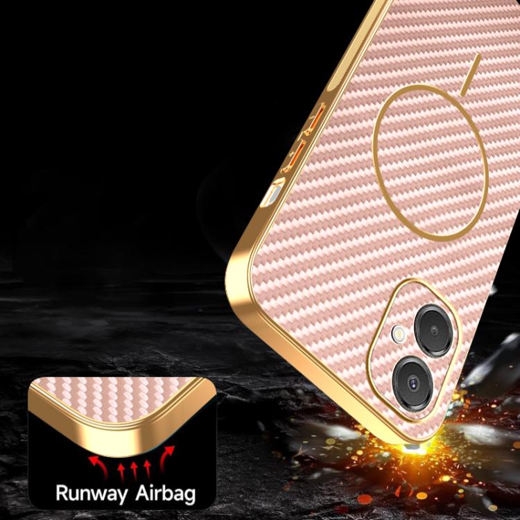 For Samsung Galaxy A06 5G Carbon Fiber Electroplated Thin Ring MagSafe Phone Case