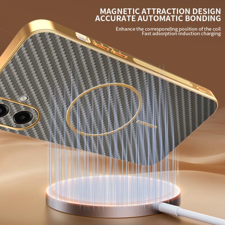 For Samsung Galaxy A07 5G Carbon Fiber Electroplated Thin Ring MagSafe Phone Case