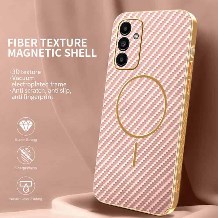 For Samsung Galaxy A13 5G Carbon Fiber Electroplated Thin Ring MagSafe Phone Case