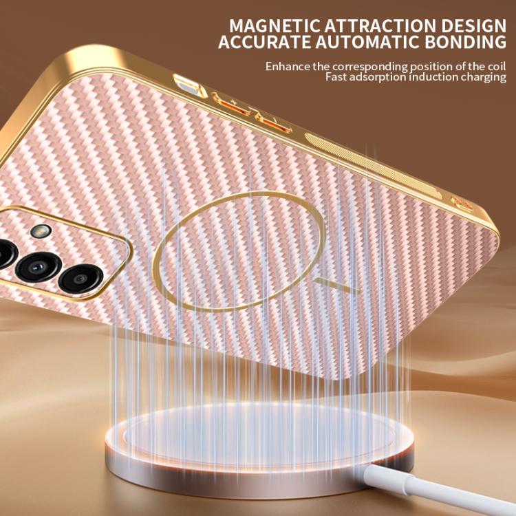 For Samsung Galaxy A13 5G Carbon Fiber Electroplated Thin Ring MagSafe Phone Case