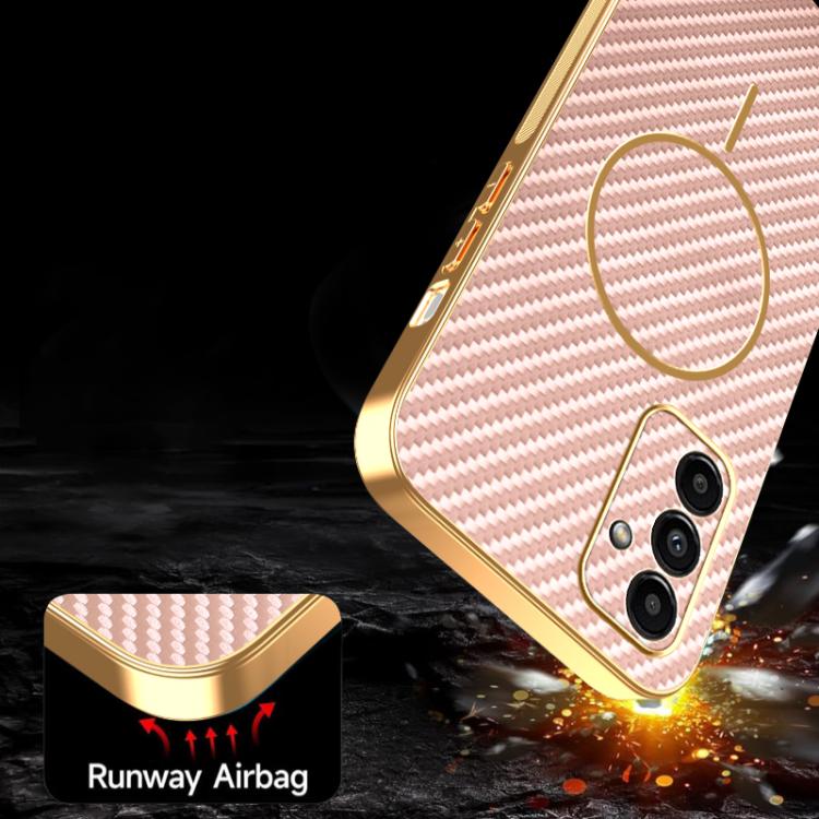 For Samsung Galaxy A13 5G Carbon Fiber Electroplated Thin Ring MagSafe Phone Case