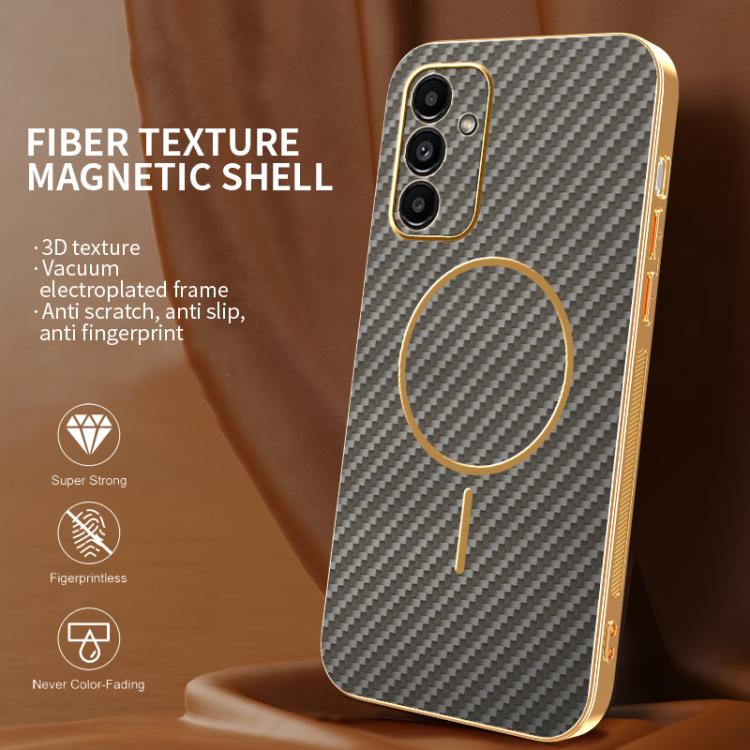 For Samsung Galaxy A13 5G Carbon Fiber Electroplated Thin Ring MagSafe Phone Case