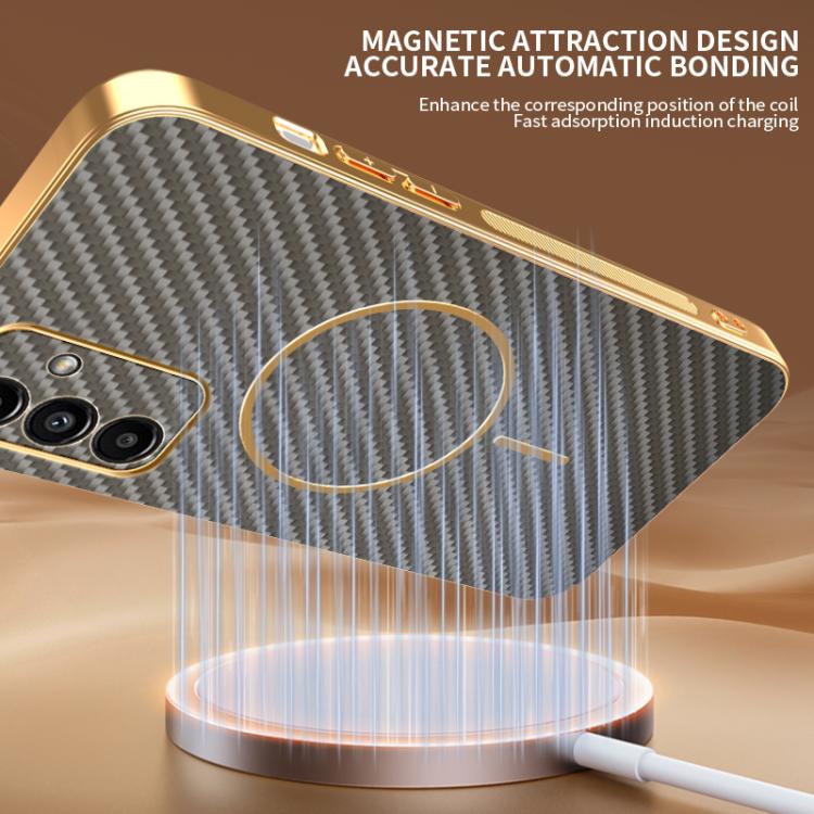 For Samsung Galaxy A13 5G Carbon Fiber Electroplated Thin Ring MagSafe Phone Case