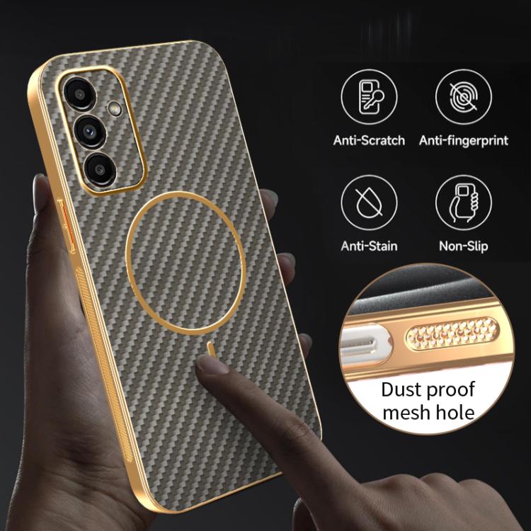For Samsung Galaxy A13 5G Carbon Fiber Electroplated Thin Ring MagSafe Phone Case