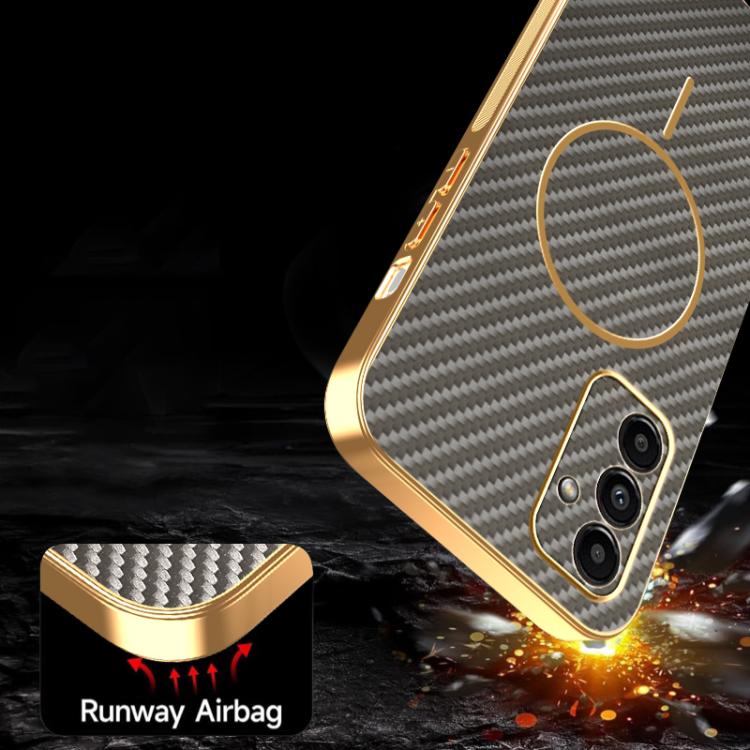 For Samsung Galaxy A13 5G Carbon Fiber Electroplated Thin Ring MagSafe Phone Case