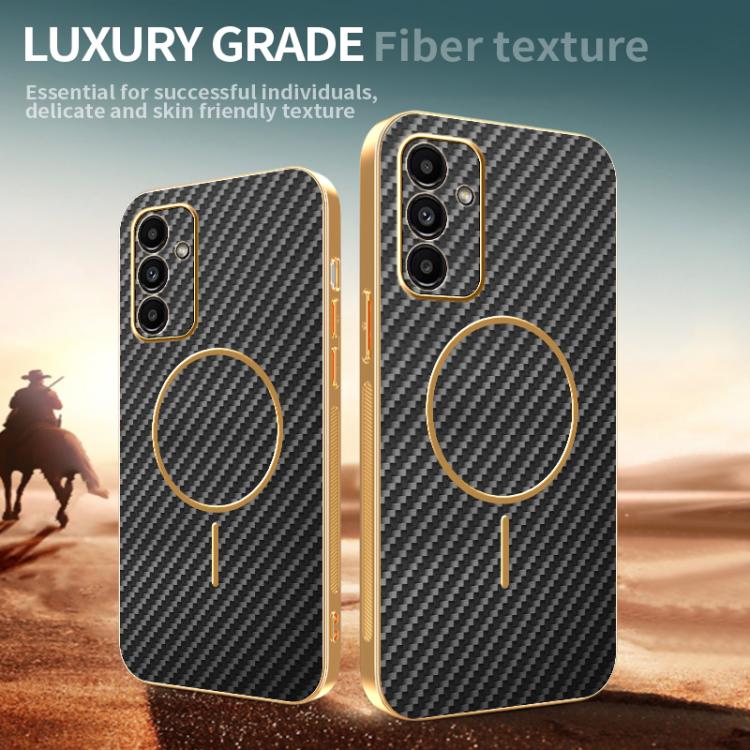 For Samsung Galaxy A13 5G Carbon Fiber Electroplated Thin Ring MagSafe Phone Case