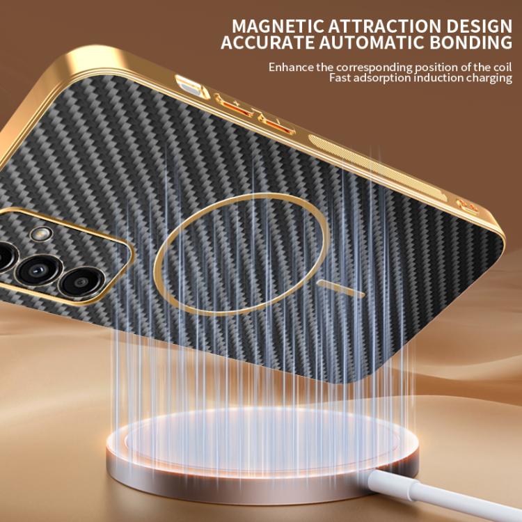 For Samsung Galaxy A13 5G Carbon Fiber Electroplated Thin Ring MagSafe Phone Case