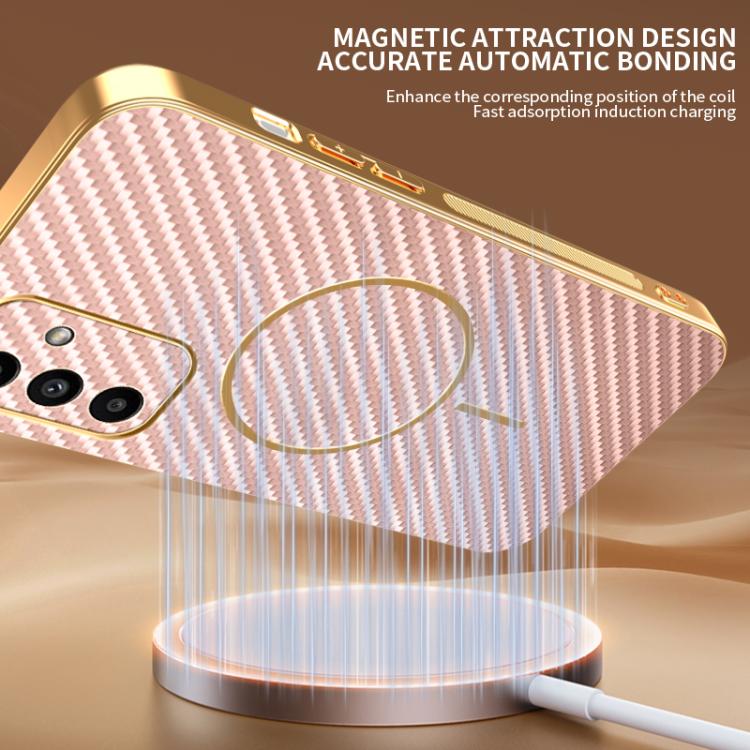 For Samsung Galaxy A15 5G Carbon Fiber Electroplated Thin Ring MagSafe Phone Case