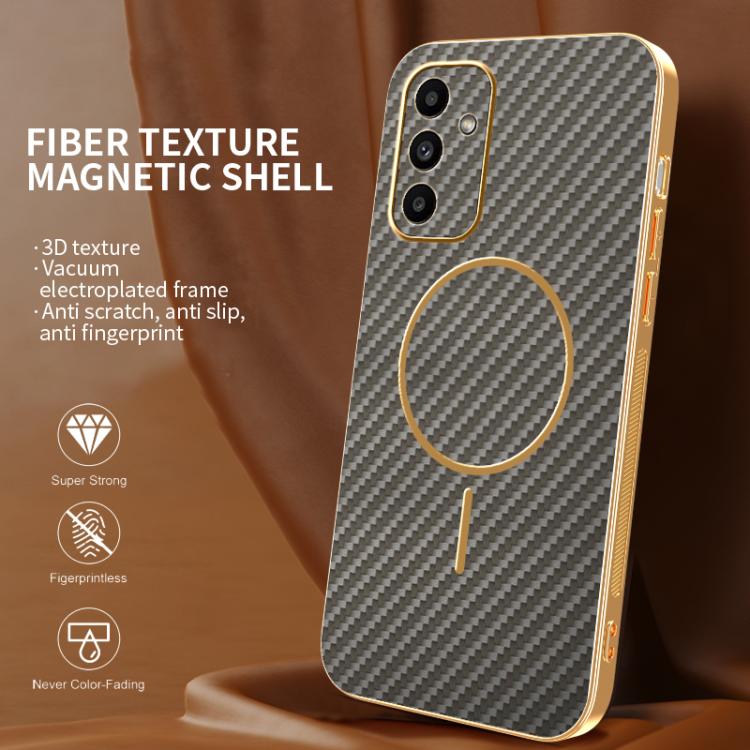 For Samsung Galaxy A15 5G Carbon Fiber Electroplated Thin Ring MagSafe Phone Case