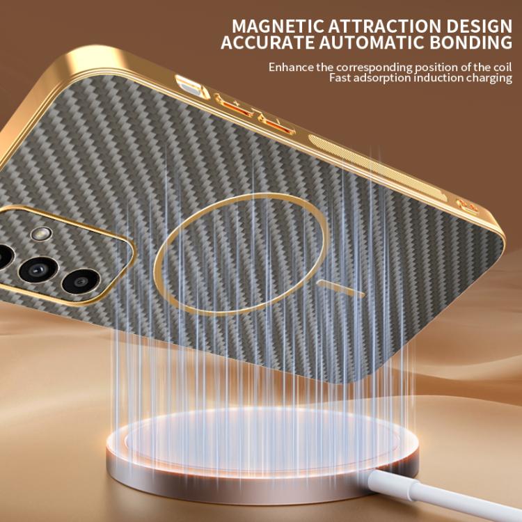 For Samsung Galaxy A15 5G Carbon Fiber Electroplated Thin Ring MagSafe Phone Case