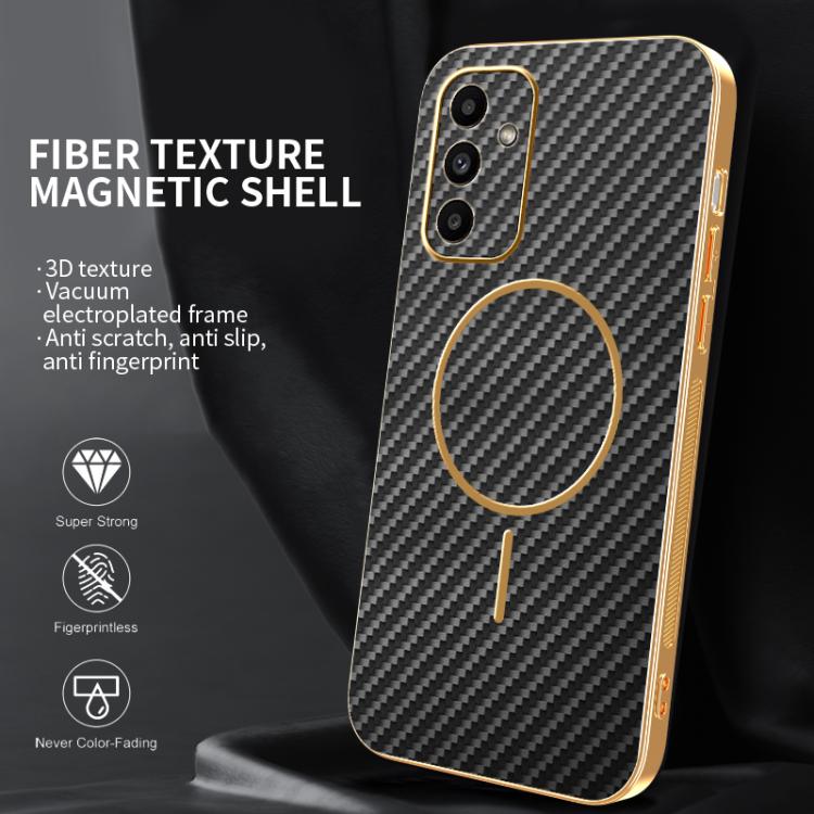 For Samsung Galaxy A15 5G Carbon Fiber Electroplated Thin Ring MagSafe Phone Case