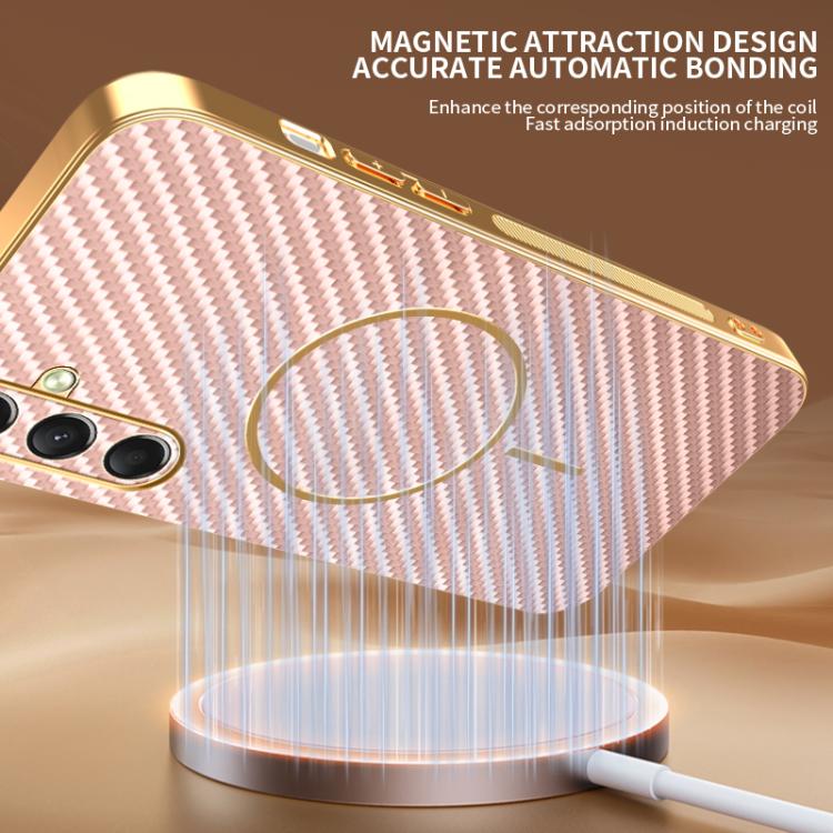 For Samsung Galaxy A16 5G Carbon Fiber Electroplated Thin Ring MagSafe Phone Case