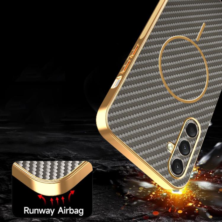 For Samsung Galaxy A16 5G Carbon Fiber Electroplated Thin Ring MagSafe Phone Case