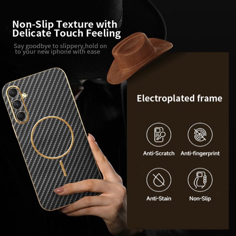 For Samsung Galaxy A16 5G Carbon Fiber Electroplated Thin Ring MagSafe Phone Case
