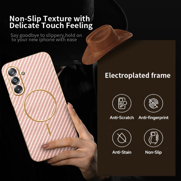 For Samsung Galaxy A17 5G Carbon Fiber Electroplated Thin Ring MagSafe Phone Case