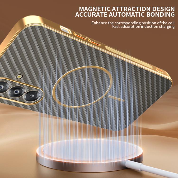 For Samsung Galaxy A17 5G Carbon Fiber Electroplated Thin Ring MagSafe Phone Case