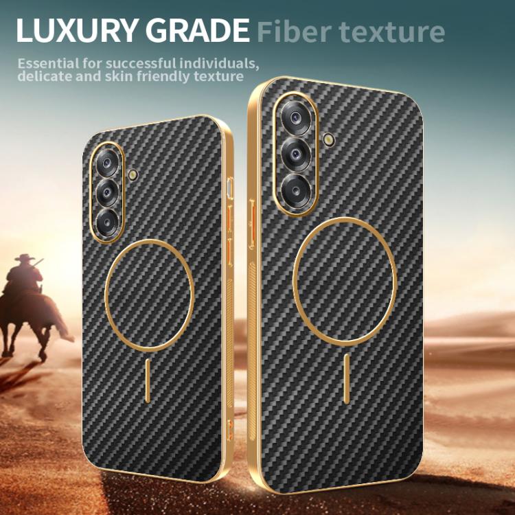 For Samsung Galaxy A17 5G Carbon Fiber Electroplated Thin Ring MagSafe Phone Case