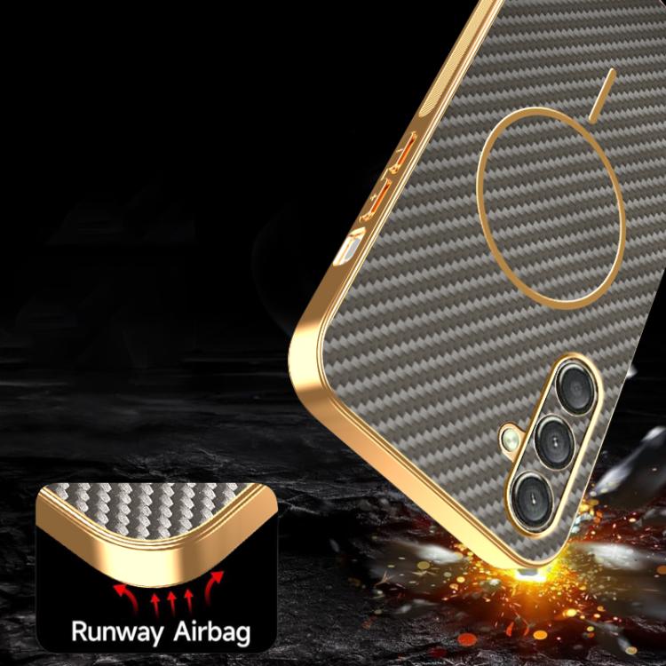 For Samsung Galaxy A25 5G Carbon Fiber Electroplated Thin Ring MagSafe Phone Case
