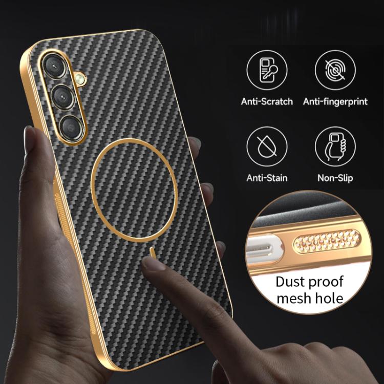 For Samsung Galaxy A25 5G Carbon Fiber Electroplated Thin Ring MagSafe Phone Case
