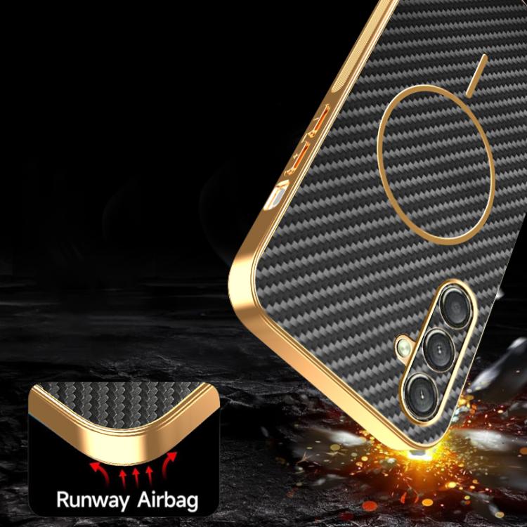 For Samsung Galaxy A25 5G Carbon Fiber Electroplated Thin Ring MagSafe Phone Case