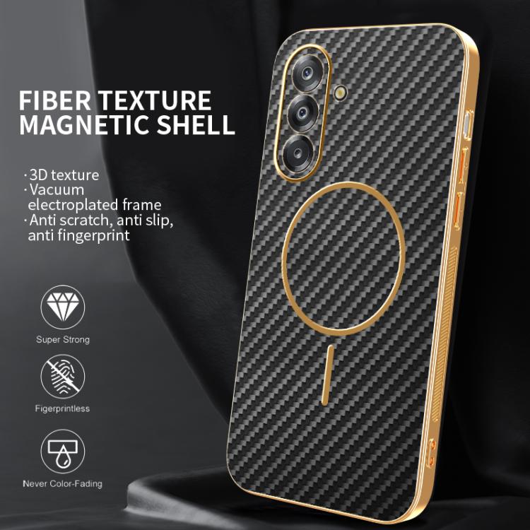 For Samsung Galaxy A26 5G Carbon Fiber Electroplated Thin Ring MagSafe Phone Case