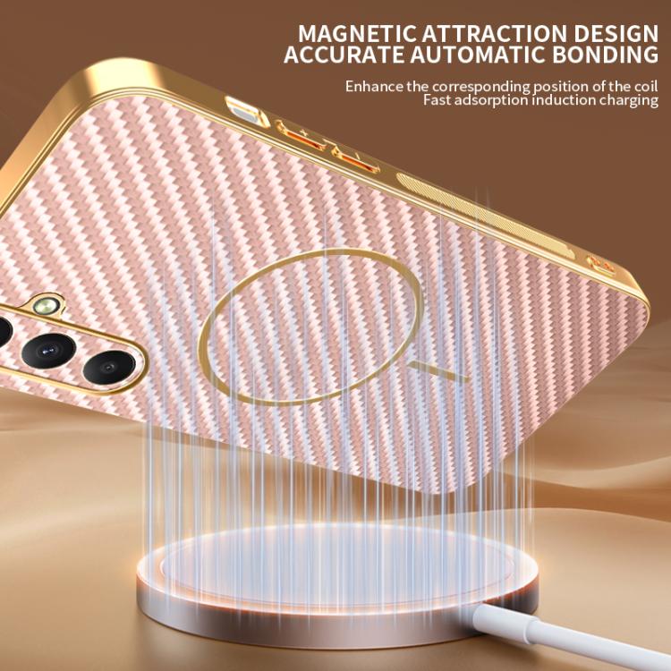 For Samsung Galaxy A35 5G Carbon Fiber Electroplated Thin Ring MagSafe Phone Case
