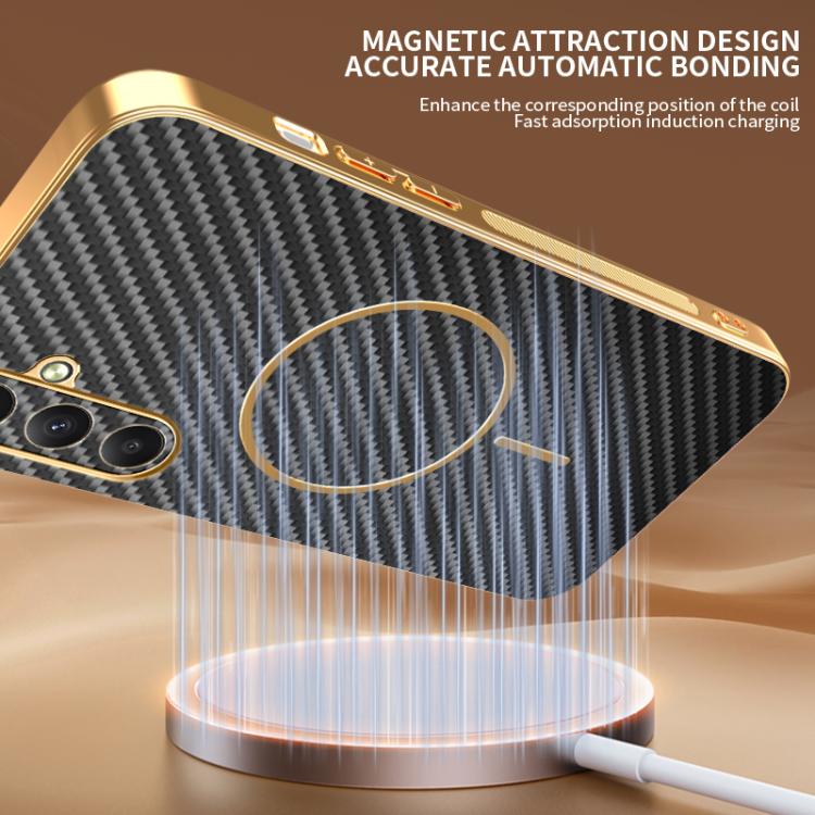 For Samsung Galaxy A35 5G Carbon Fiber Electroplated Thin Ring MagSafe Phone Case