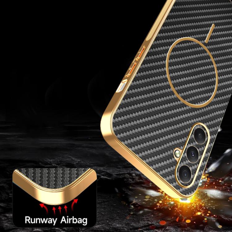 For Samsung Galaxy A35 5G Carbon Fiber Electroplated Thin Ring MagSafe Phone Case