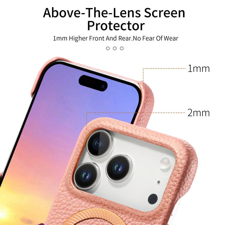For iPhone 17 Pro Max Litchi Texture Brushed MagSafe PU Back Cover Phone Case