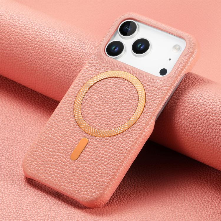 For iPhone 17 Pro Max Litchi Texture Brushed MagSafe PU Back Cover Phone Case