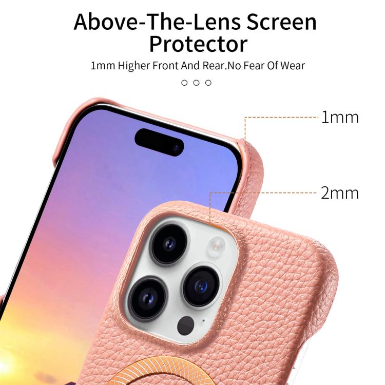 For iPhone 16 Pro Litchi Texture Brushed MagSafe PU Back Cover Phone Case