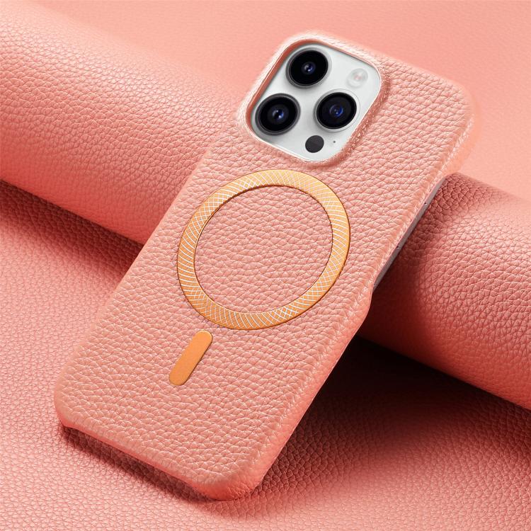 For iPhone 16 Pro Litchi Texture Brushed MagSafe PU Back Cover Phone Case