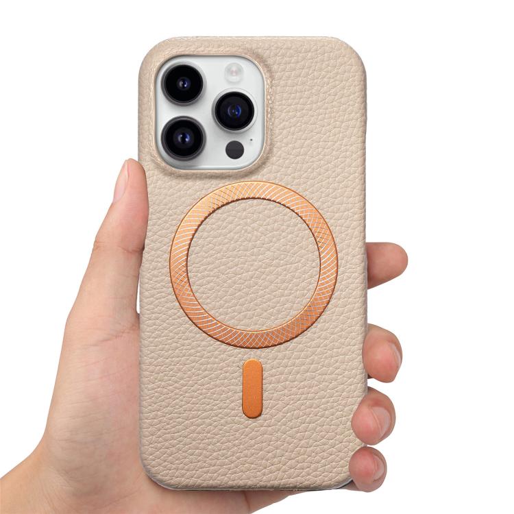 For iPhone 13 Litchi Texture Brushed MagSafe PU Back Cover Phone Case