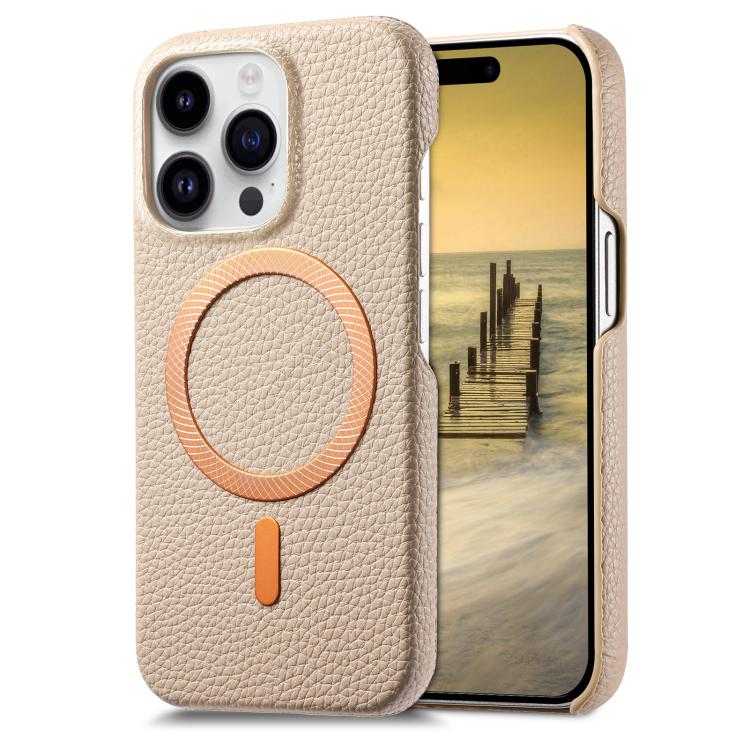 For iPhone 13 Litchi Texture Brushed MagSafe PU Back Cover Phone Case