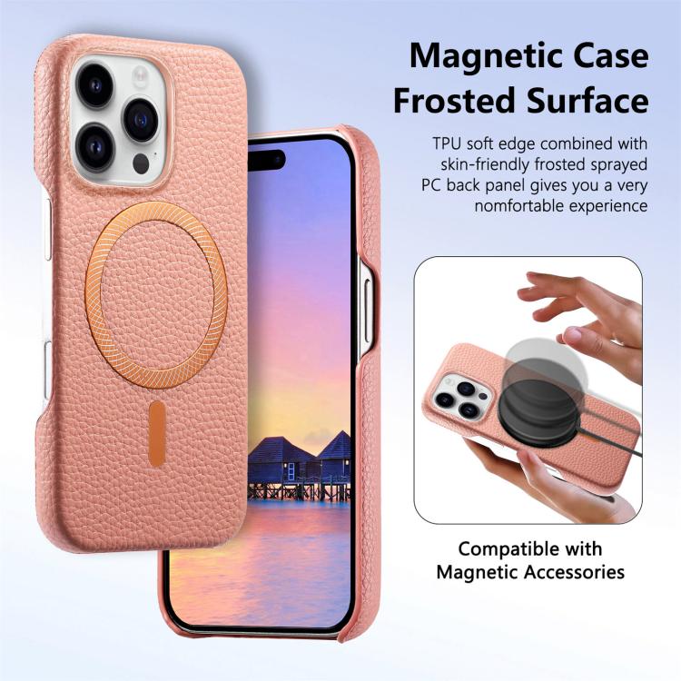 For iPhone 13 Pro Litchi Texture Brushed MagSafe PU Back Cover Phone Case