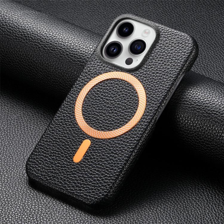For iPhone 13 Pro Max Litchi Texture Brushed MagSafe PU Back Cover Phone Case