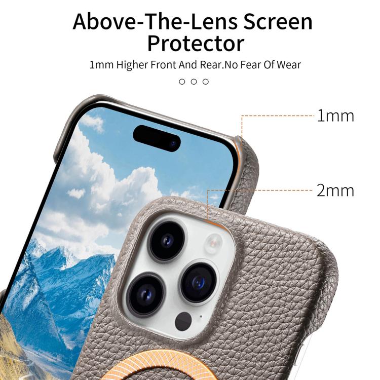 For iPhone 13 Pro Max Litchi Texture Brushed MagSafe PU Back Cover Phone Case