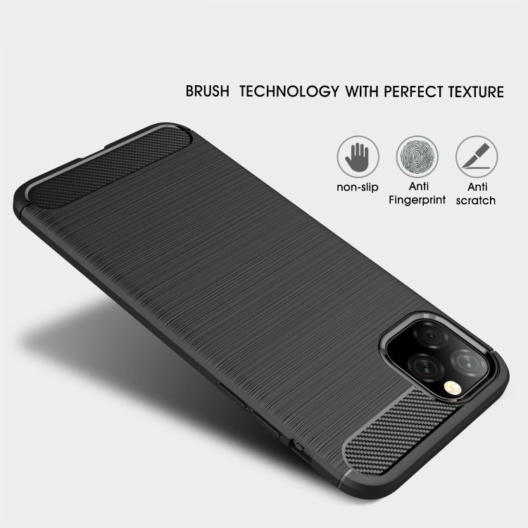 For iPhone 11 Pro Max Brushed Texture Carbon Fiber TPU Case for  iPhone 11 Pro Max