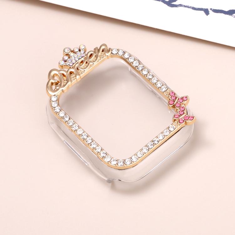 For Apple Watch Series 6 / 5 / 4 & SE 44mm Crown-style Single Diamond Hollow PC Watch Shell