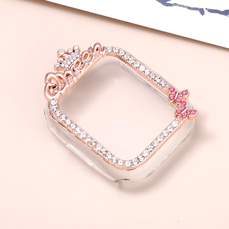 For Apple Watch Series 9 / 8 / 7 45mm Crown-style Single Diamond Hollow PC Watch Shell