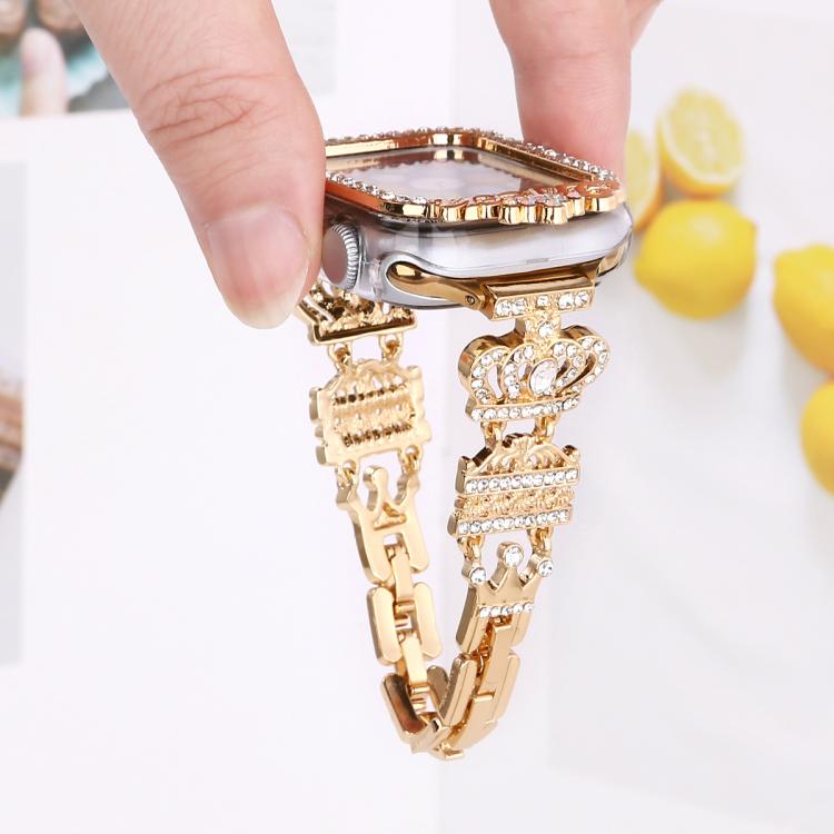 For Apple Watch Series 6 / 5 / 4 & SE 40mm Crown-style Single Diamond Hollow PC Watch Shell