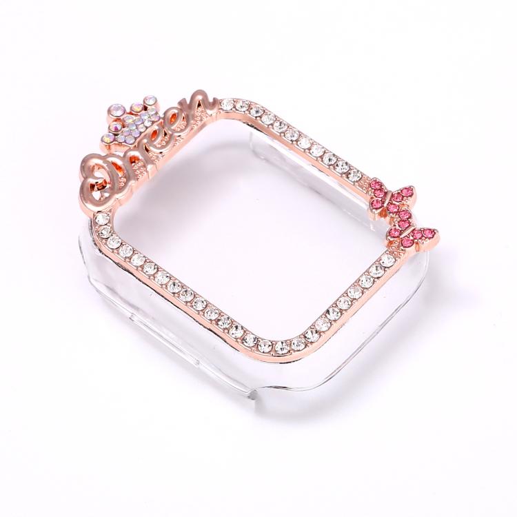 For Apple Watch Series 6 / 5 / 4 & SE 44mm Crown-style Single Diamond Hollow PC Watch Shell