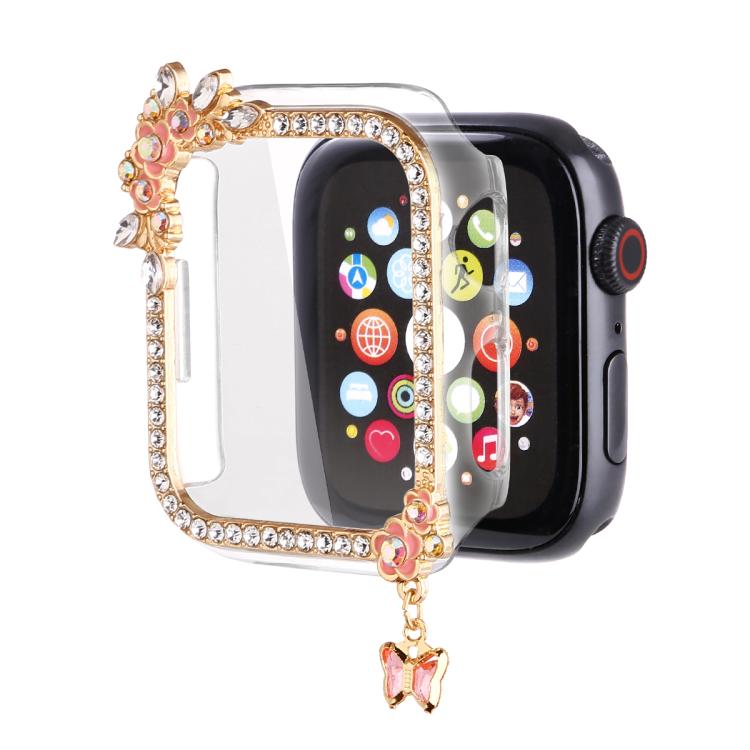 For Apple Watch Series 6 / 5 / 4 & SE 44mm Tassel Flower Single Diamond Hollow PC Watch Shell