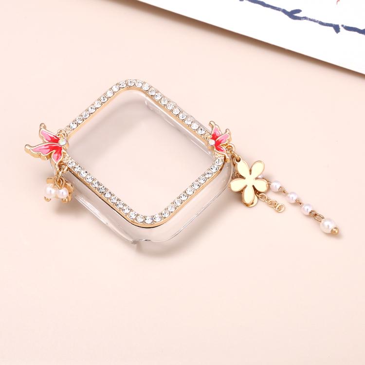 For Apple Watch Series 6 / 5 / 4 & SE 44mm Tassel Butterfly Single Diamond Hollow PC Watch Shell