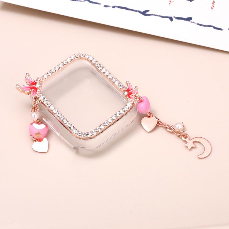 For Apple Watch Series 6 / 5 / 4 & SE 40mm Tassel Butterfly Single Diamond Hollow PC Watch Shell