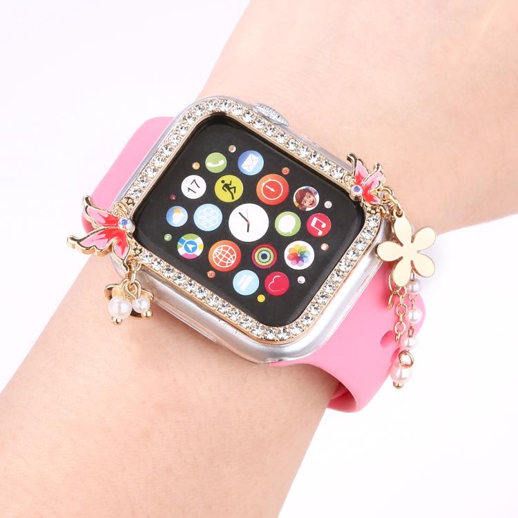 For Apple Watch Series 9 / 8 / 7 45mm Tassel Butterfly Single Diamond Hollow PC Watch Shell