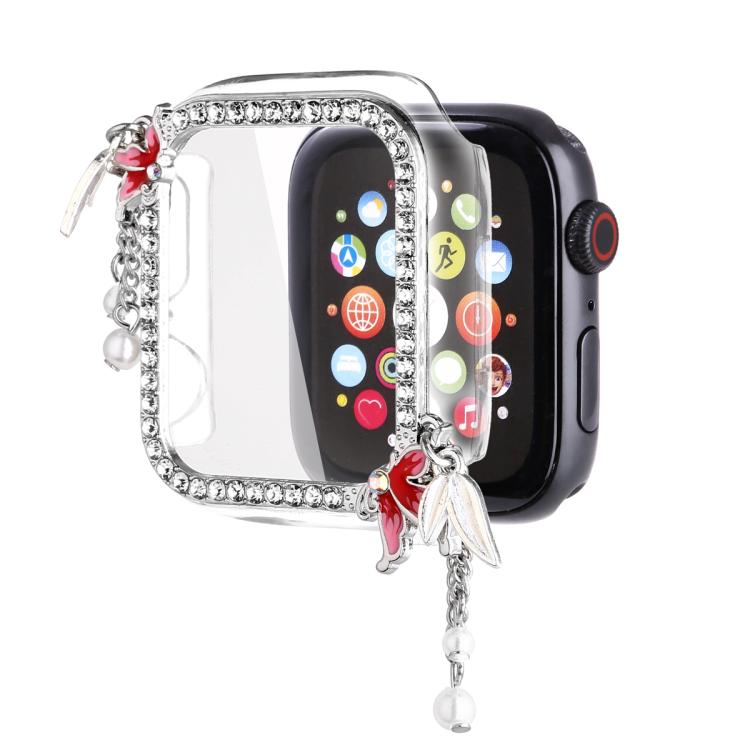 For Apple Watch Series 6 / 5 / 4 & SE 40mm Tassel Butterfly Single Diamond Hollow PC Watch Shell