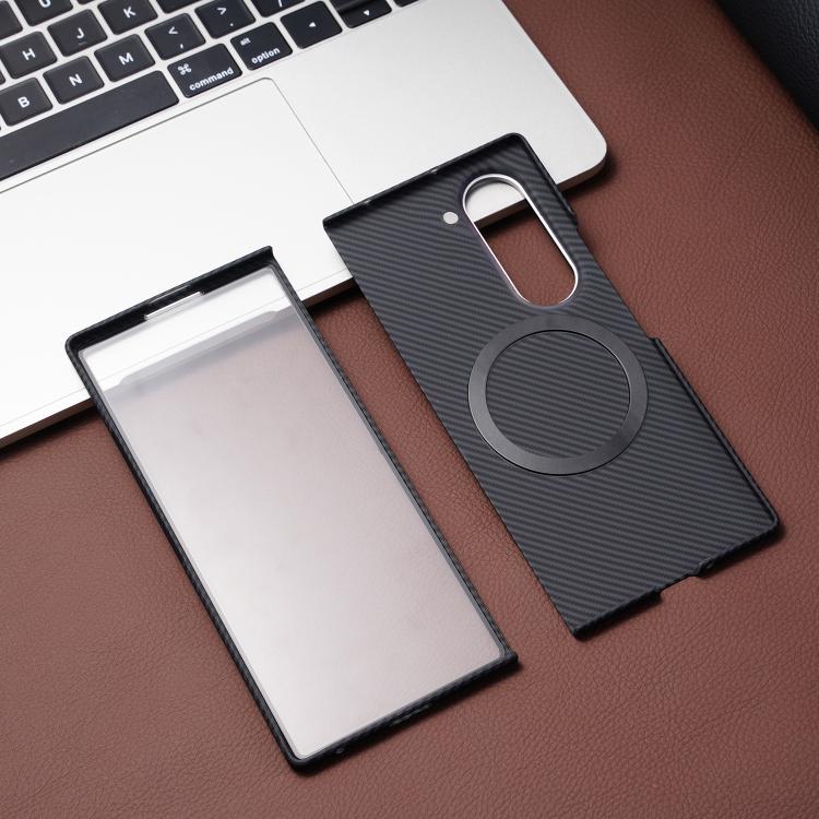 For Samsung Galaxy Z Fold4 Carbon Fiber MagSafe Phone Case with Film