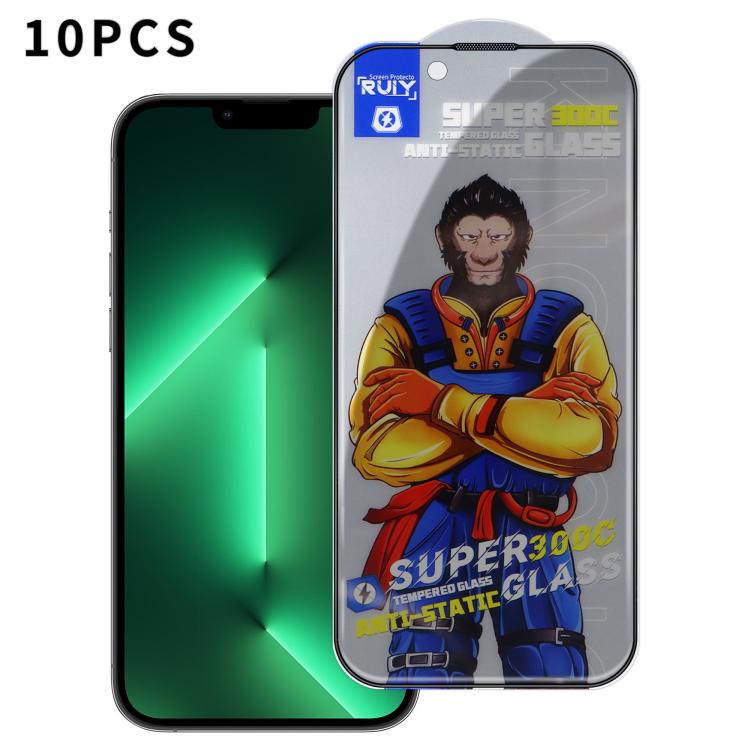 For iPhone 13 Pro Max 10pcs Armor 300C Ultra-Curved Anti-Static Anti-Dust Silk-Screened Privacy Tempered Glass Film